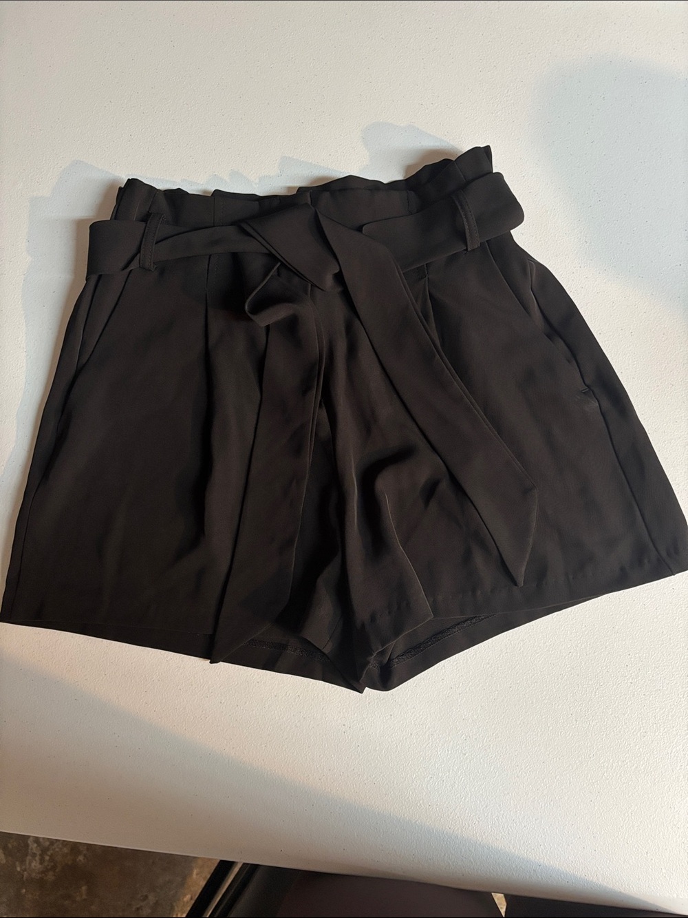 Dynamite Black Paperbag Waist Tie Shorts
